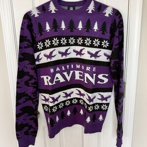 NFL Team Apparel Baltimore Ravens Ugly Christmas Crewneck Sweater Pullover